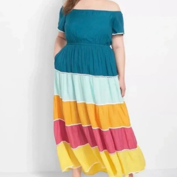 Lane Bryant Dresses & Skirts - Lane Bryant Multicolor Boho Tiered Maxi Dress - Size 14/16 NWOT
